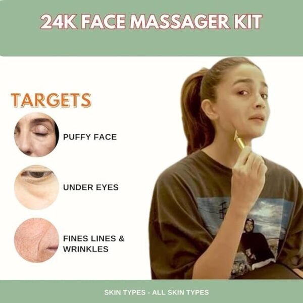 Electric Gold Face Massager – T-Shaped Portable Anti-Aging 24K Gold Facial Massager for Face Lifting, Wrinkle Reduction & Skin Firming - Image 3