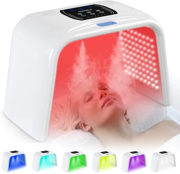 Omega LED Face Mask 7 Colour Light Therapy SPA Facial Equipment for Skin Rejuvenation and Body Beauty with 2 sprayers/2 mist